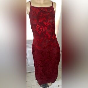 Red long summer flower dress